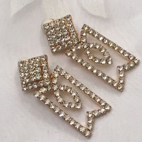 Vintage Gold Earrings With Swarovski Stones - Picture 5 of 8